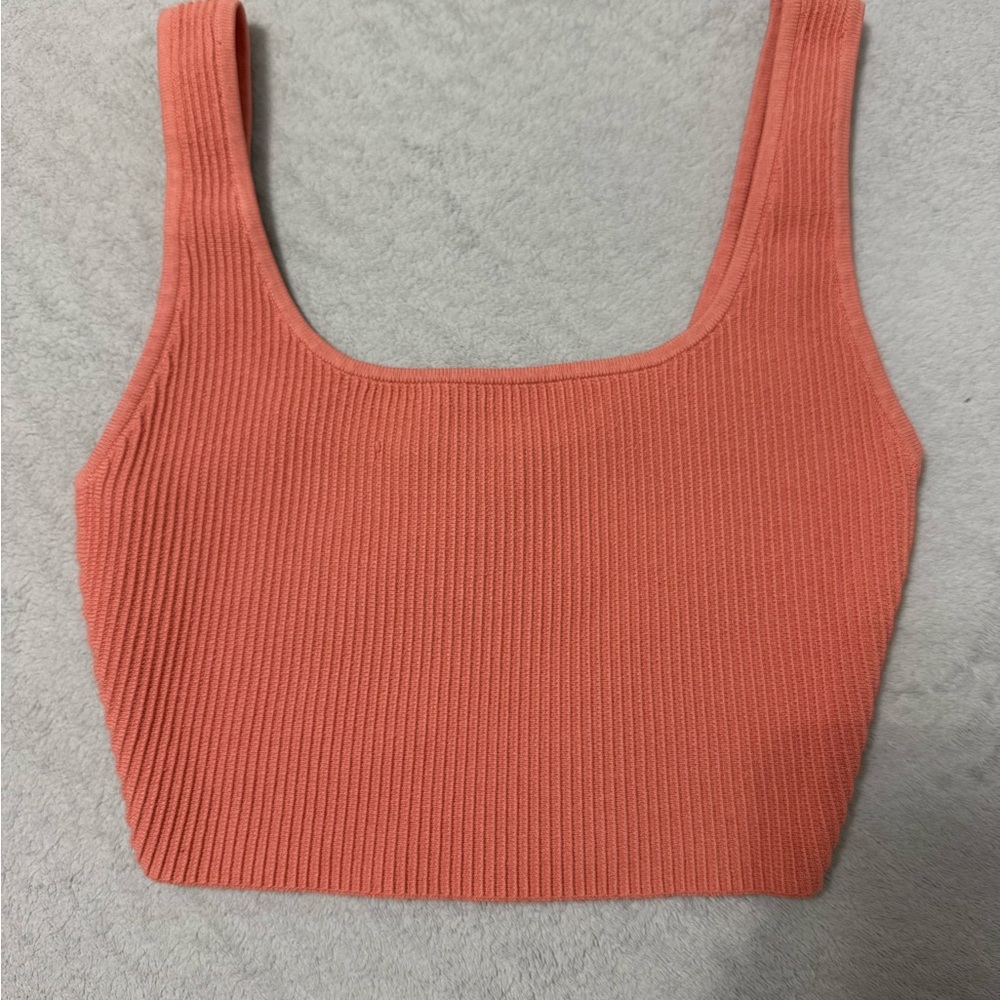 Aritzia Coral Ribbed Crop Top